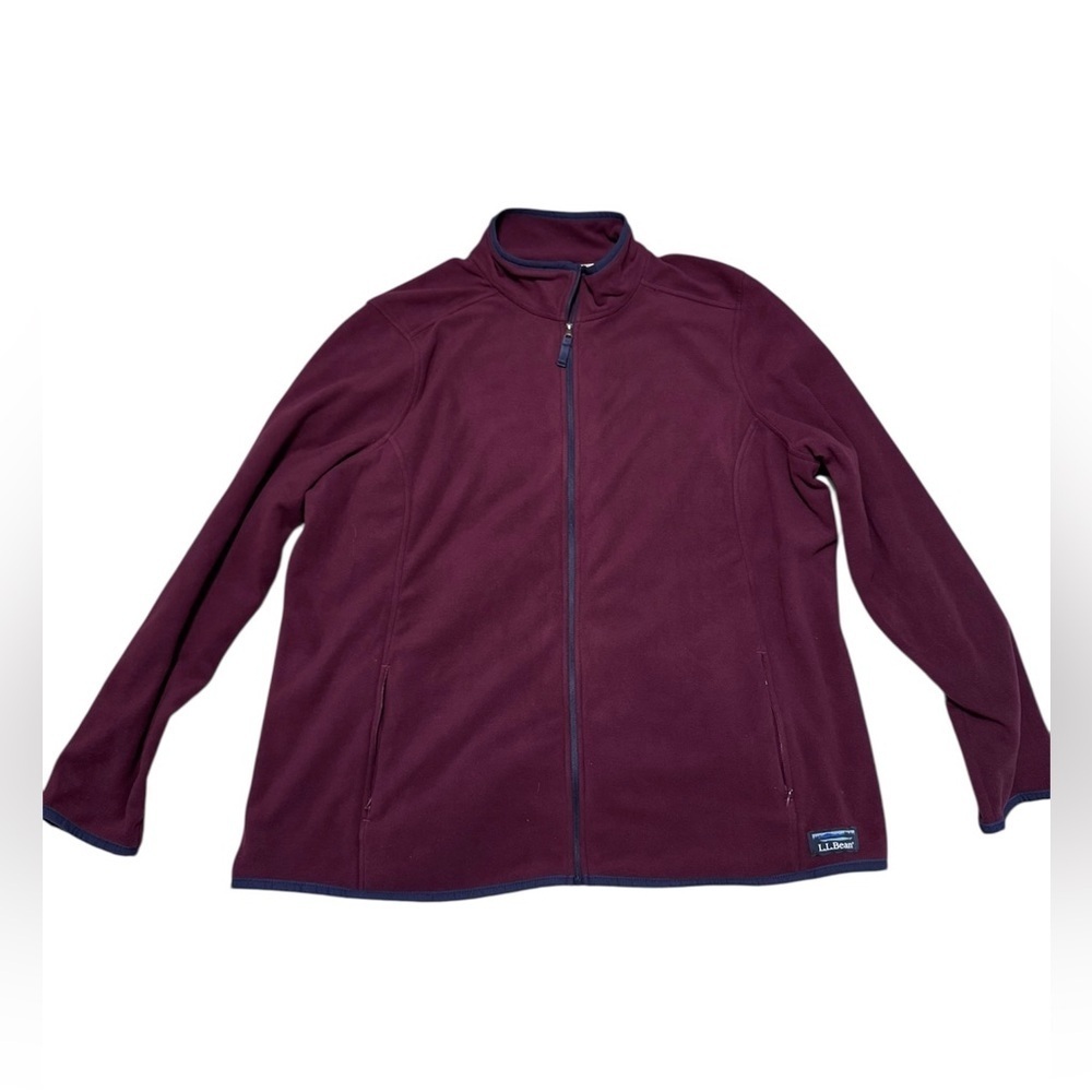 LL Bean Women’s 2X Plus Full Zip Fleece Jacket Burgundy Plum Lightweight